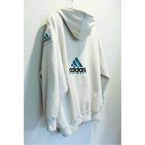 Vintage 90s Adidas Equipment Zip Up Hoodie Size L Beige Teal Embroidered Rare